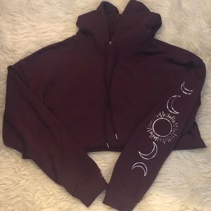 Maroon Cropped Hoodie